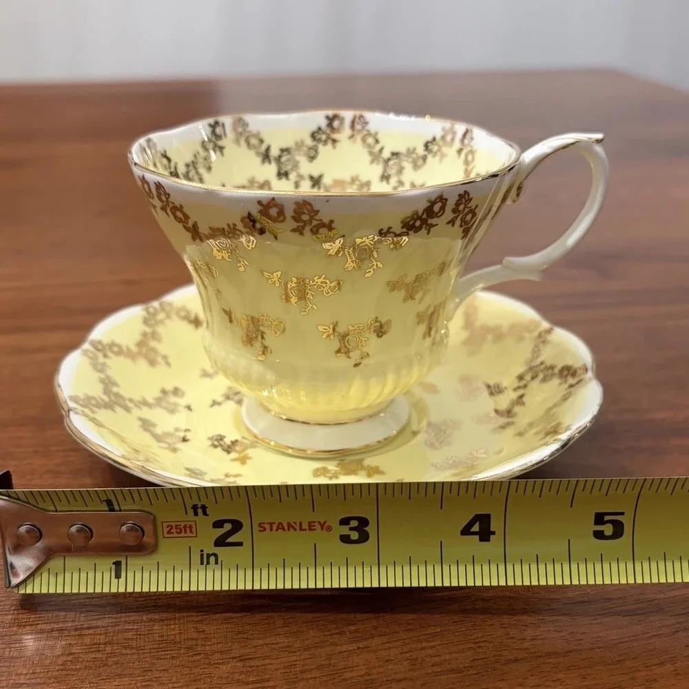 Royal Albert Sovereign Series Tea Cup and Saucer Set Yellow Gold Bone China